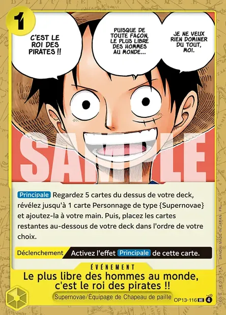Le plus libre des hommes au monde, c'est le roi des pirates !!, carte One Piece OP13-116 — extension SUCCESSEURS