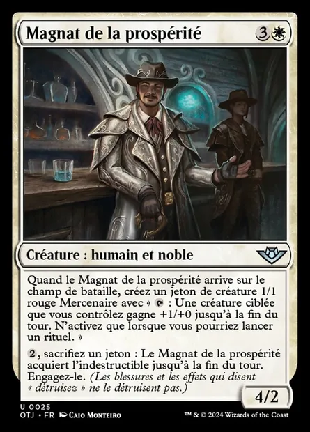Magnat de la prospérité, carte Magic OTJ 25 — extension Outlaws of Thunder Junction