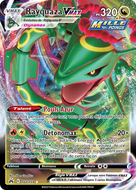 Rayquaza VMAX, carte Pokémon CRZ 102 — extension Zénith Suprême