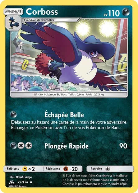Corboss, carte Pokémon UPR 72 — extension Ultra-Prisme
