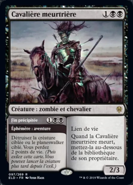 Cavalière meurtrière // Fin précipitée, carte Magic ELD 97 — extension Throne of Eldraine