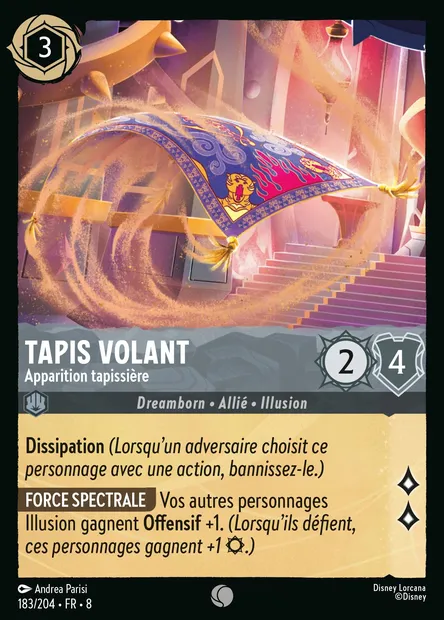 Tapis Volant - Apparition tapissière, carte Disney Lorcana CH8-183 — extension Le Règne de Jafar