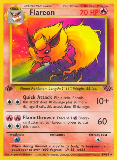 Flareon, Pokémon card JU 19 — Jungle set