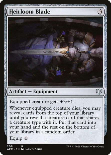 Heirloom Blade, Magic card AFC 208 — Forgotten Realms Commander set