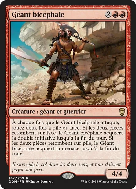 Géant bicéphale, carte Magic DOM 147 — extension Dominaria