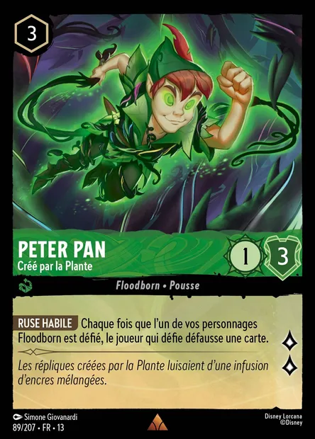 Peter Pan - Créé par la Plante, carte Disney Lorcana CH13-089 — extension Invasion Epineuse!