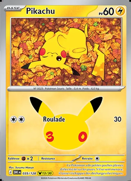 Pikachu, carte Pokémon 30C 035 — extension 30ᵉ Anniversaire