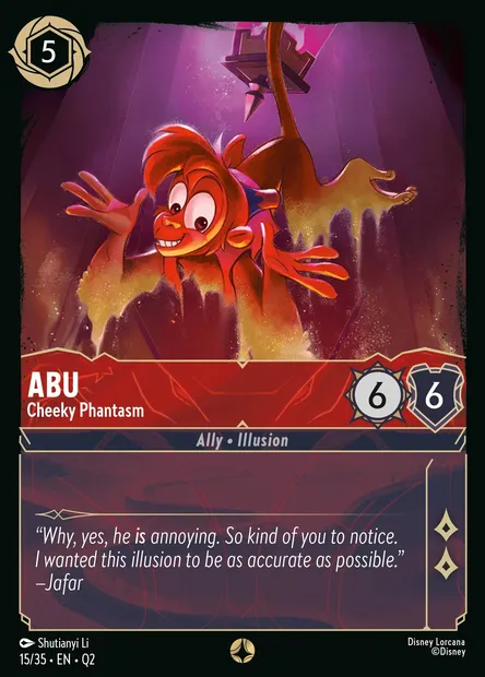 Abu - Cheeky Phantasm, Disney Lorcana card Q2-015 — Illumineer's Quest: Palace Heist set