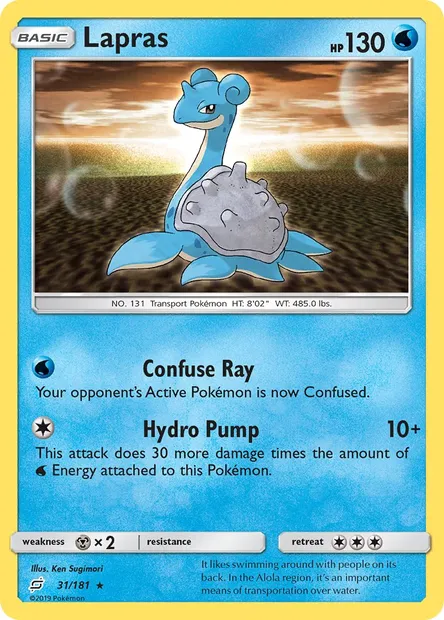 Lapras, Pokémon card TEU 31 — Team Up set