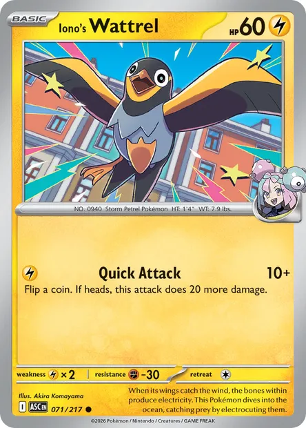 Iono's Wattrel, Pokémon card ASC 071 — Ascended Heroes set