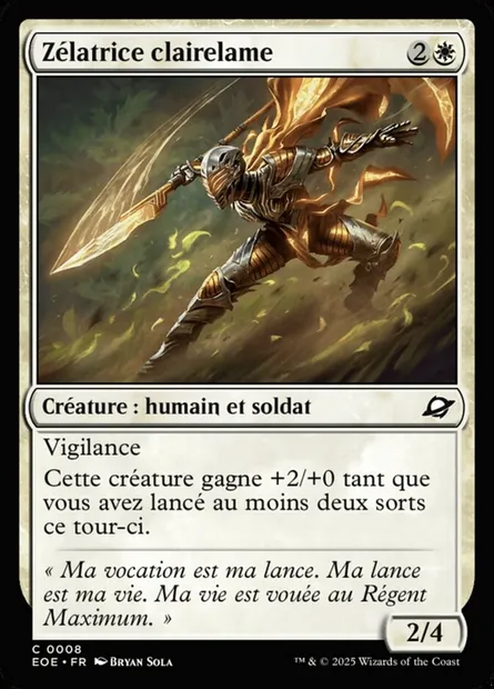 Zélatrice clairelame, carte Magic EOE 8 — extension Edge of Eternities