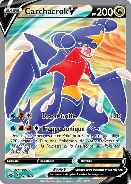 Carchacrok V, carte Pokémon ASR 178 — extension Astres Radieux