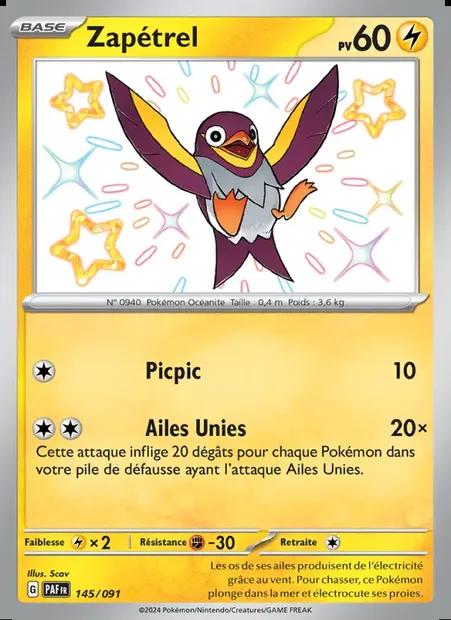 Zapétrel, carte Pokémon PAF 145 — extension Destinées de Paldea