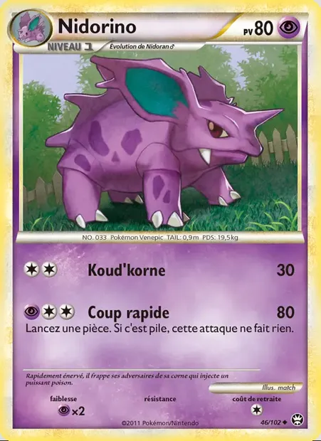 Nidorino, carte Pokémon TM 46 — extension Triomphant