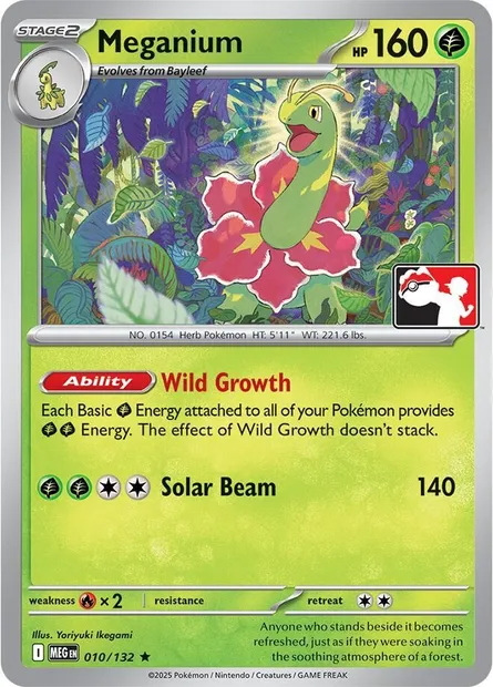 Meganium, Pokémon card PPS 010nh — Play! Pokémon Prize Pack Series set