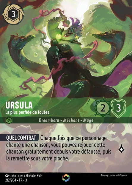 Ursula - La plus perfide de toutes, carte Disney Lorcana CH3-212 — extension Les Terres d'Encres