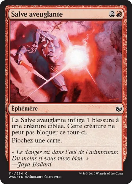 Salve aveuglante, carte Magic WAR 114 — extension La guerre des Planeswalkers