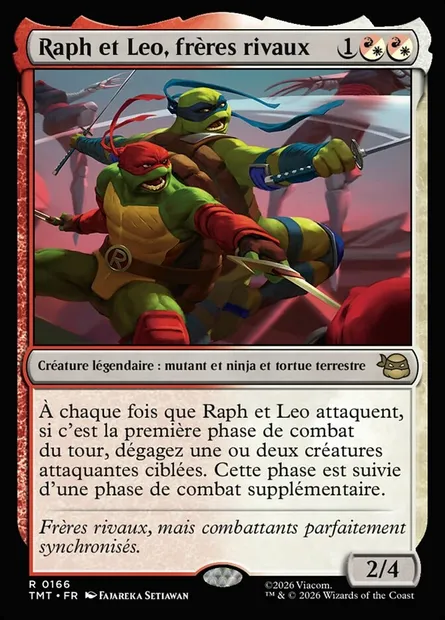 Raph et Leo, frères rivaux, carte Magic TMT 166 — extension Teenage Mutant Ninja Turtles