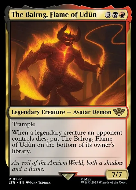 The Balrog, Flame of Udûn, Magic card LTR 297 — The Lord of the Rings: Tales of Middle-earth set