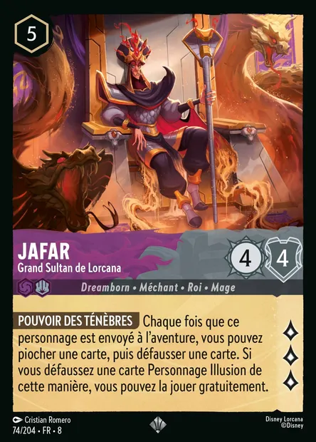 Jafar - Grand Sultan de Lorcana, carte Disney Lorcana CH8-074 — extension Le Règne de Jafar