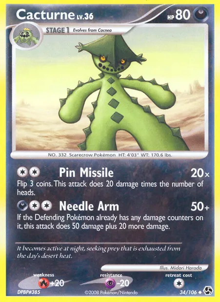 Cacturne, Pokémon card GE 34 — Great Encounters set