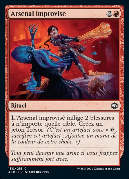 Arsenal improvisé, carte Magic AFR 150 — extension Forgotten Realms: Aventures dans les Royaumes Oubliés