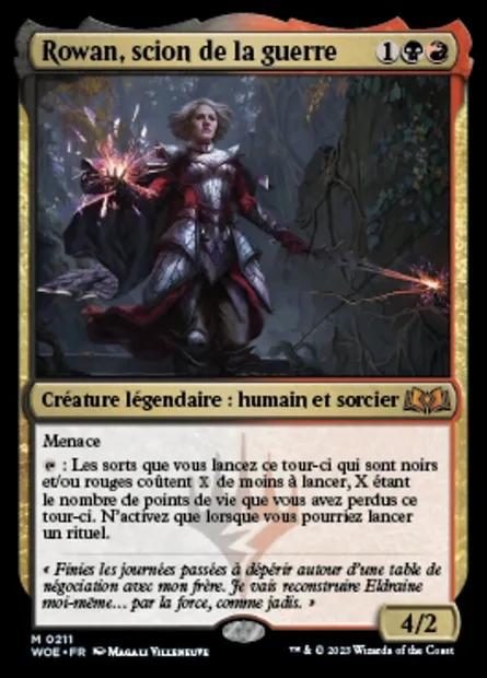Rowan, scion de la guerre, carte Magic WOE 211 — extension Wilds of Eldraine