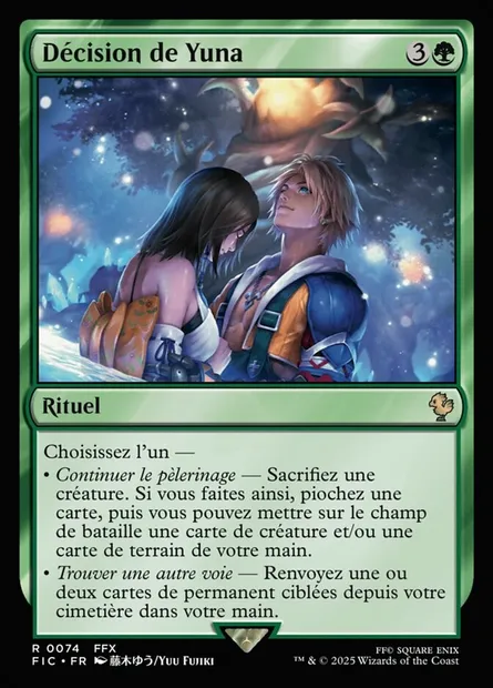 Décision de Yuna, carte Magic FIC 74 — extension Final Fantasy Commander