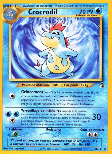 Crocrodil, carte Pokémon NG 31 — extension Neo Genesis