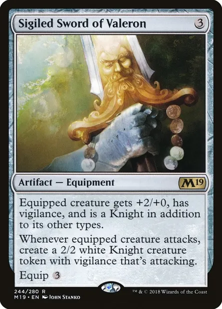 Sigiled Sword of Valeron, Magic card M19 244 — Core Set 2019 set