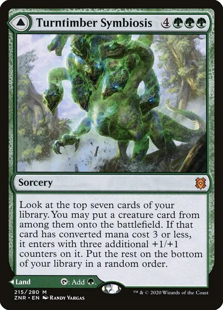 Turntimber Symbiosis // Turntimber, Serpentine Wood, Magic card ZNR 215 — Zendikar Rising set