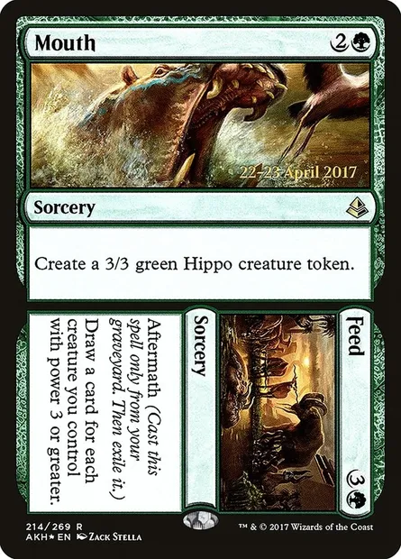 Bouche // Nourrir, carte Magic PAKH 214s — extension Amonkhet Promos