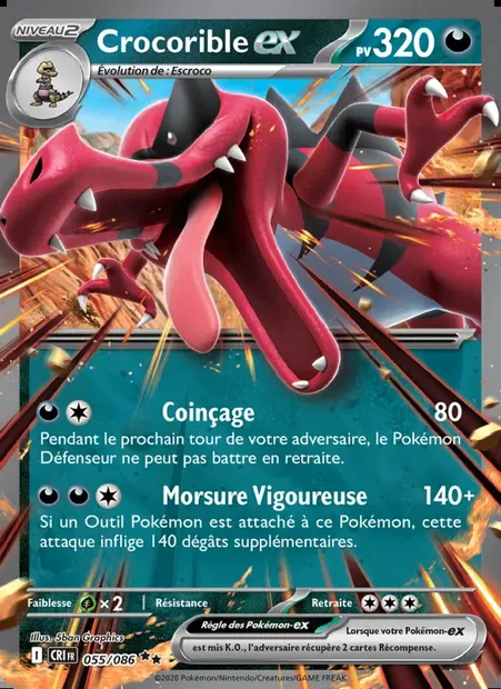 Crocorible-ex, carte Pokémon CRI 055 — extension Chaos Ascendant