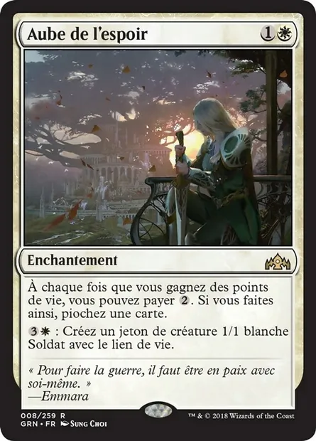 Aube de l'espoir, carte Magic GRN 8 — extension Les Guildes de Ravnica