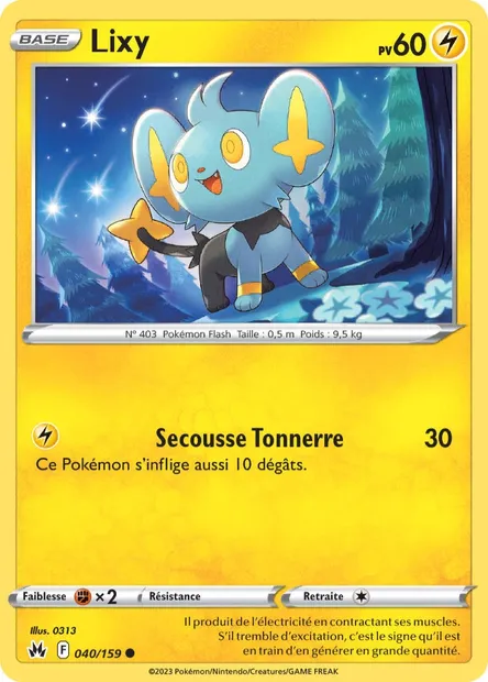 Lixy, carte Pokémon CRZ 040 — extension Zénith Suprême