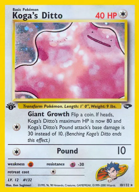 Koga's Ditto, Pokémon card GC 10 — Gym Challenge set