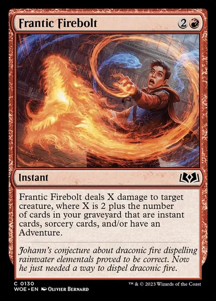 Frantic Firebolt, Magic card WOE 130 — Wilds of Eldraine set