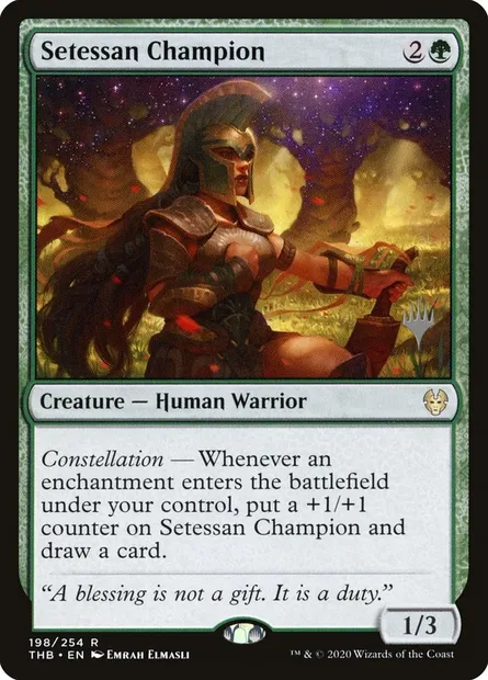Championne setessienne, carte Magic PTHB 198p — extension Theros Beyond Death Promos