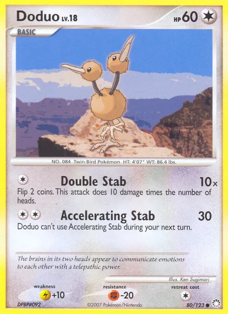 Doduo, carte Pokémon MT 80 — extension Trésors Mystérieux