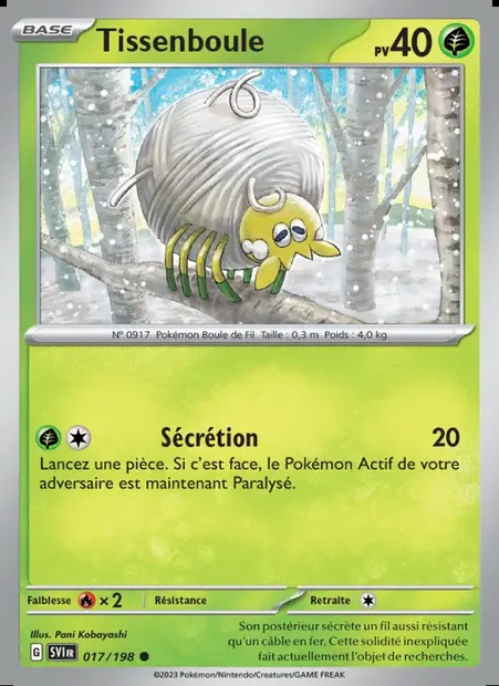 Tissenboule, carte Pokémon SVI 017 — extension Écarlate et Violet