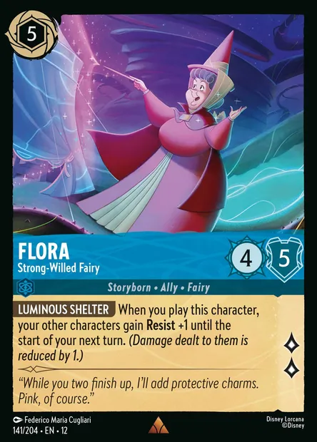 Flora - Strong-Willed Fairy, Disney Lorcana card CH12-141 — Wilds Unknown set