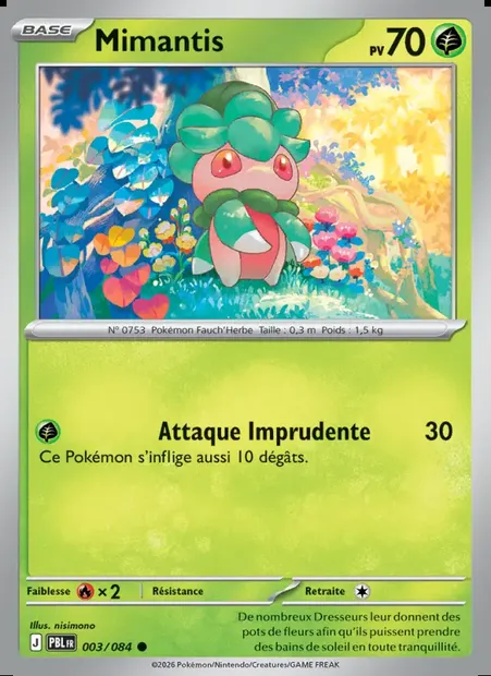 Mimantis, carte Pokémon PBL 003 — extension Nuit Noire