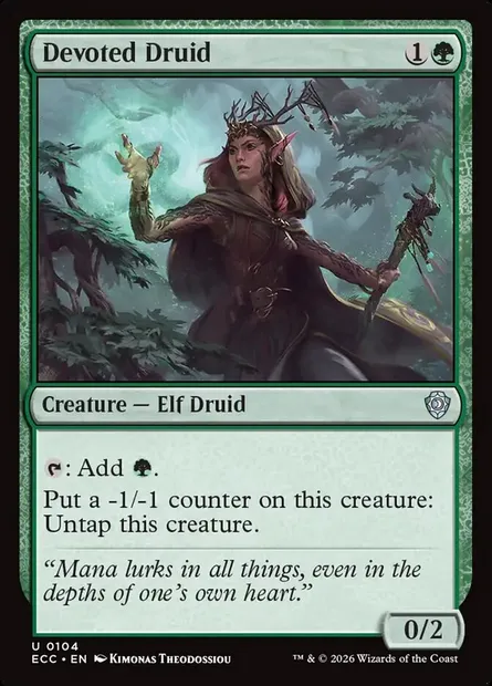 Devoted Druid, Magic card ECC 104 — Lorwyn Eclipsed Commander set