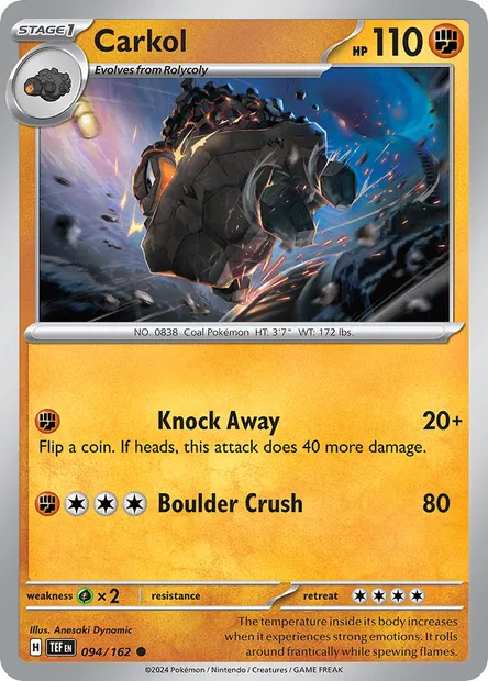 Carkol, Pokémon card TEF 094 — Temporal Forces set