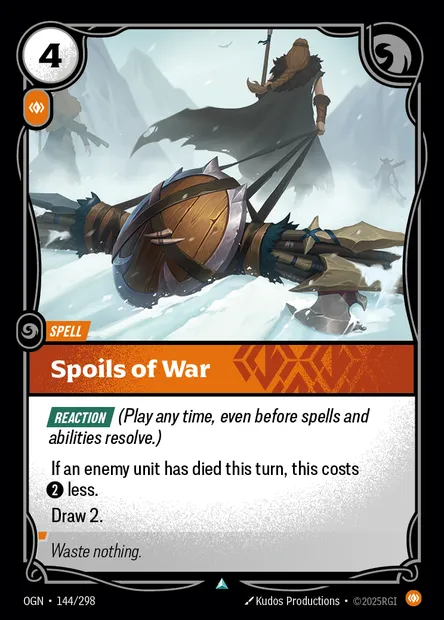 Spoils of War, carte Riftbound OGN 144 — extension Origins
