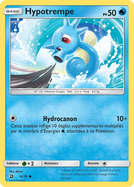 Hypotrempe, carte Pokémon DRM 16 — extension Majesté Des Dragons