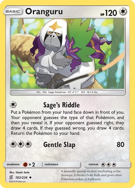Oranguru, Pokémon card UNM 182 — Unified Minds set