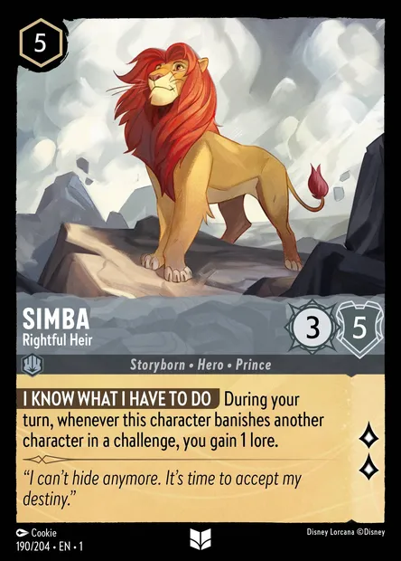Simba - Rightful Heir, Disney Lorcana card CH1-190 — The First Chapter set