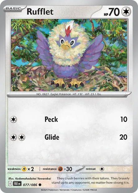 Rufflet, Pokémon card BLK 077 — Black Bolt set