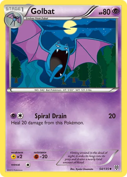 Golbat, Pokémon card PLS 54 — Plasma Storm set